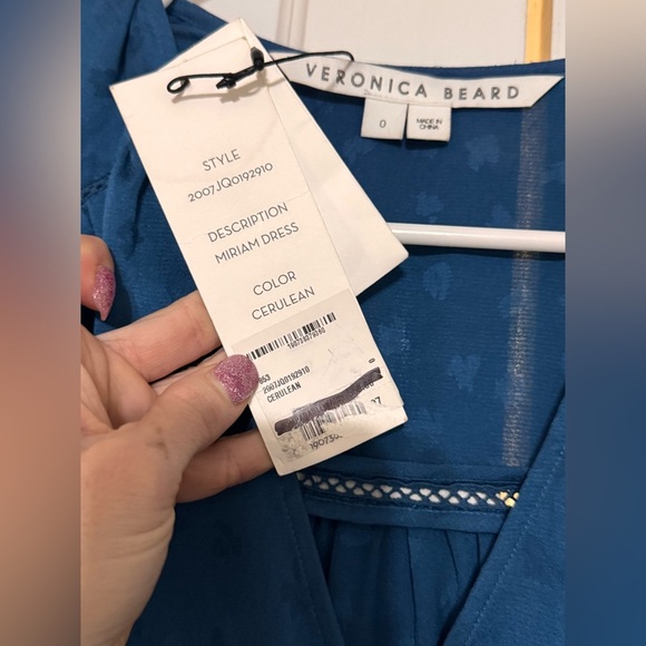 Veronica Beard Teal Miriam Ruffle Wrap Long Sleeve Midi Dress - Picture 7 of 9